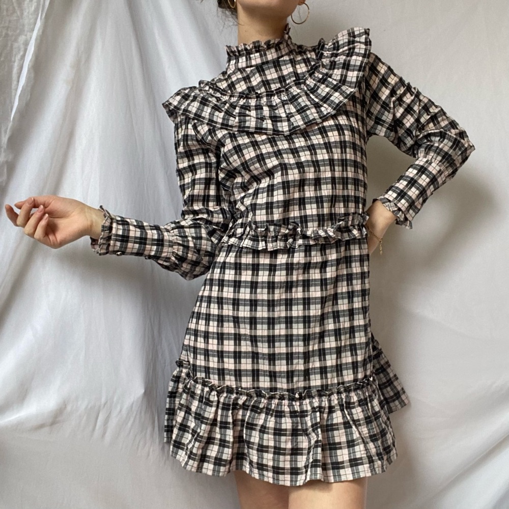SOLD - Ganni gingham seersucker dress